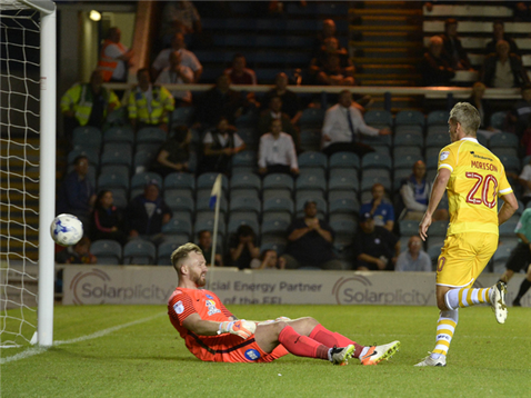 Ben Alnwick cant keep out Steve Morison for a consolation goal for Millwall